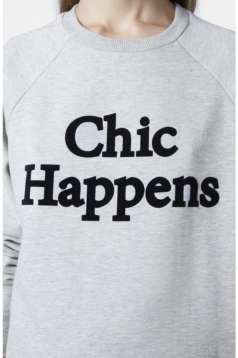 'Chic Happens' Raglan Sleeve Sweatshirt, Alternate, color, GREY MARL