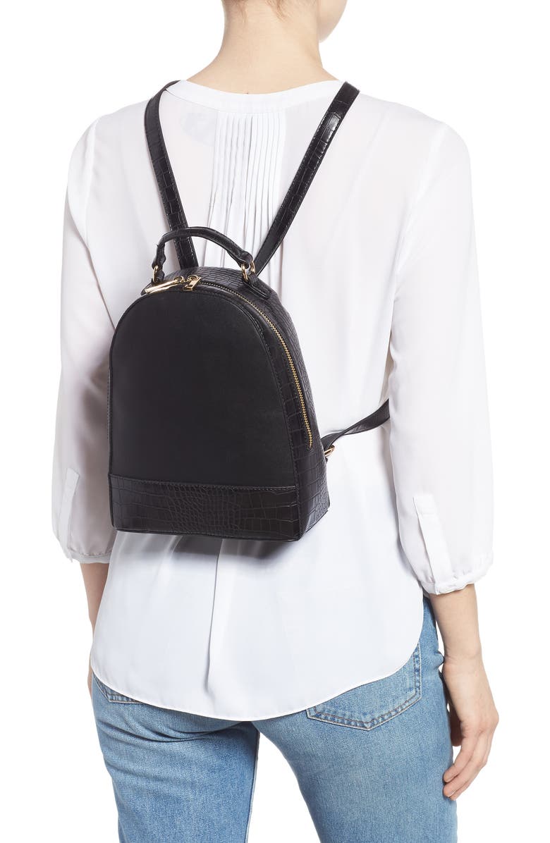 Sole Society Jamya Croc Embossed Faux Leather Backpack, Alternate, color,