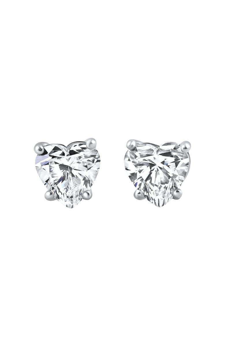 Bliss Diamond 2Ct TW Heart Shape Diamond Studs Lab Grown 14k Gold, Main, color, 14K White Gold