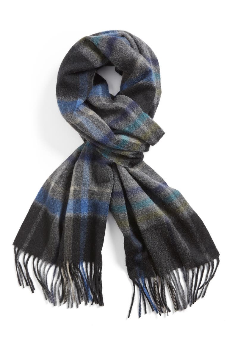 Cashmere Scarf, Main, color, BLACK/ BLUE