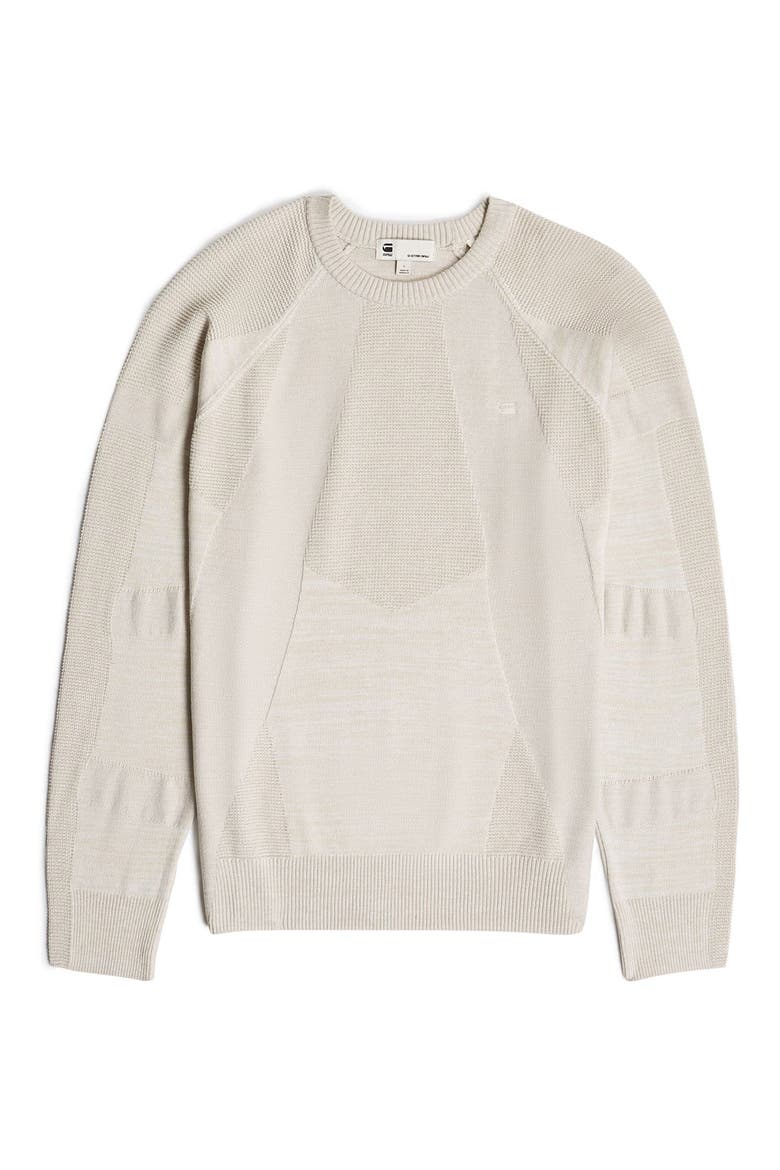 3D Biker Textureblock Crewneck Sweater, Alternate, color, WHITE BAIT MULTI