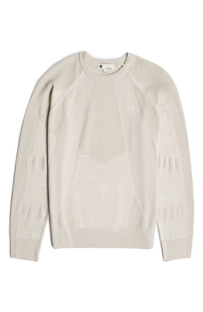 G-STAR 3D Biker Textureblock Crewneck Sweater, Alternate, color, White Bait Multi