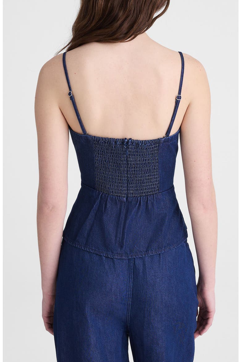 Denim Ruched Square Neck Camisole, Alternate, color, NOSTALGIC BLUE