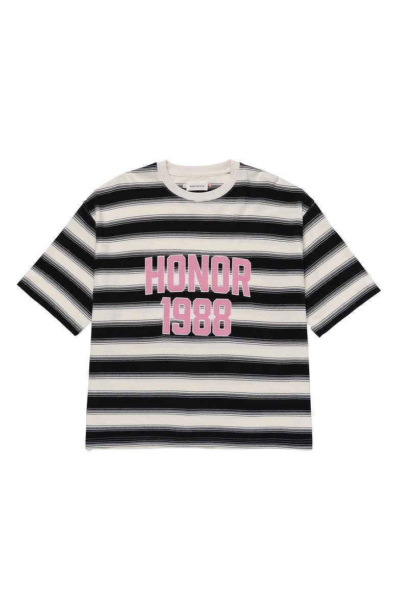 HONOR THE GIFT 1988 Logo Appliqué Box Stripe T-Shirt, Alternate, color,