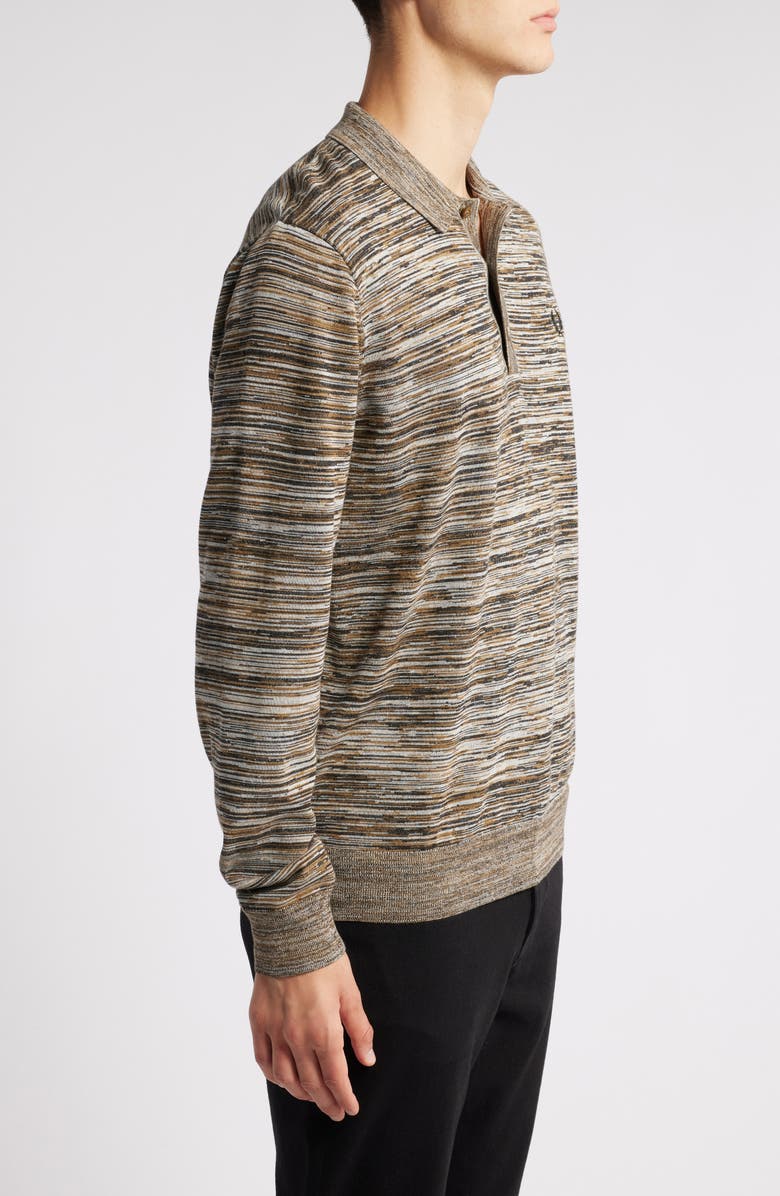 Fred Perry Space Dye Long Sleeve Cotton Polo Sweater, Alternate, color, 
