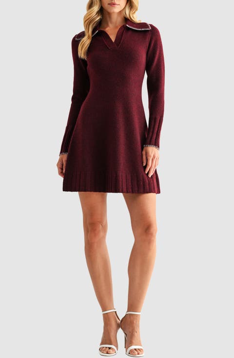 Whip Stitch Polo Sweater Dress
