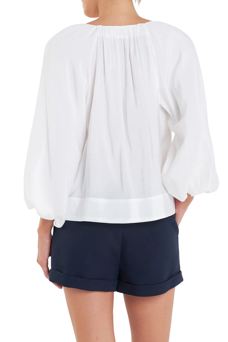 Gathered Front Button Top, Alternate, color, OFF WHITE