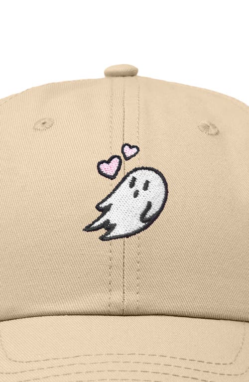 Dalix Heartly Ghost Embroidered Cap In Khaki