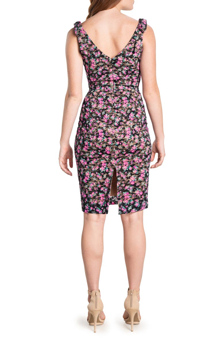 Dress the Population Mary Floral Lace Body-Con Cocktail Dress, Alternate, color, Black Multi