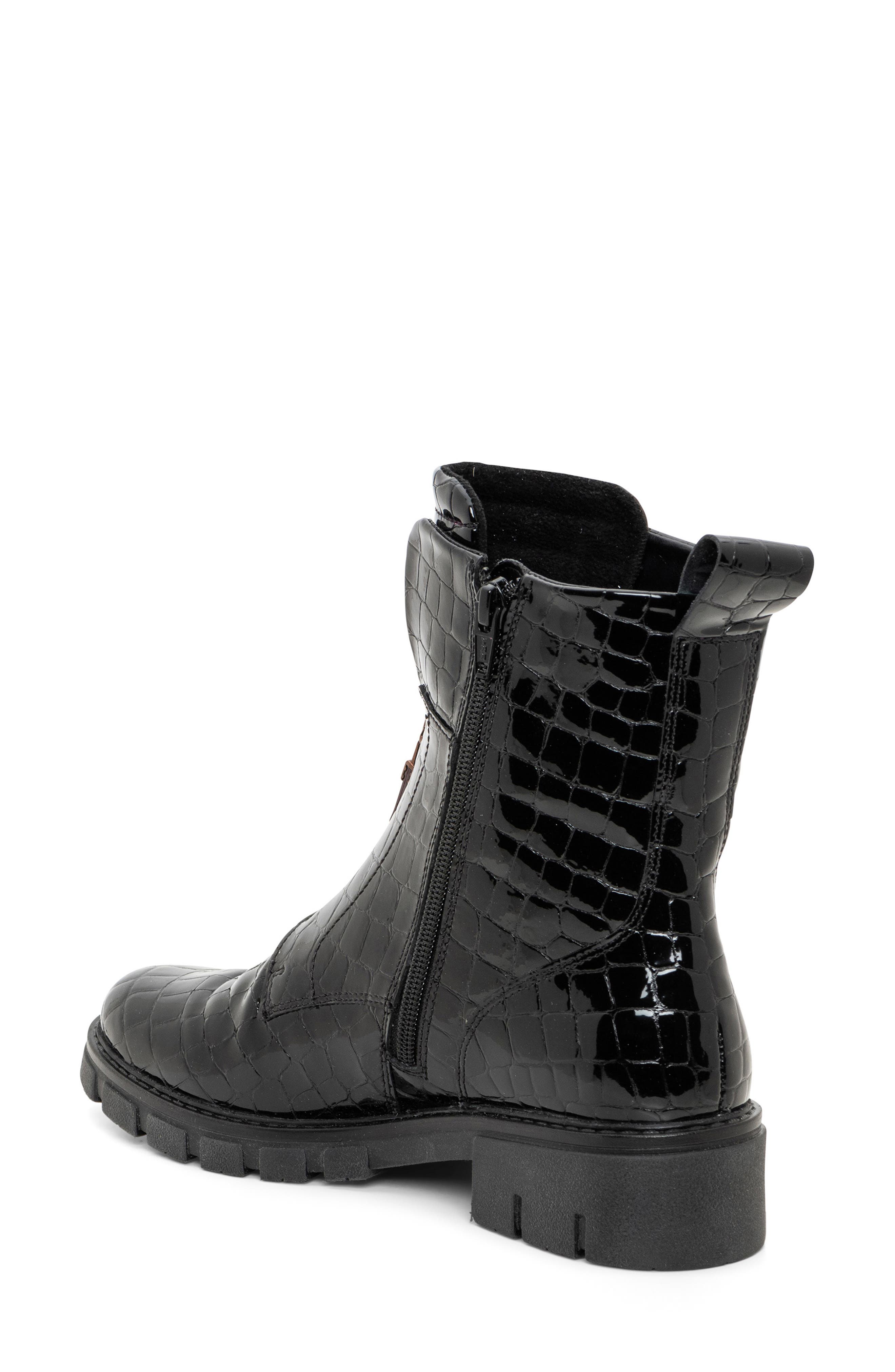 ara Deon Zip Combat Boot, Alternate, color, Black