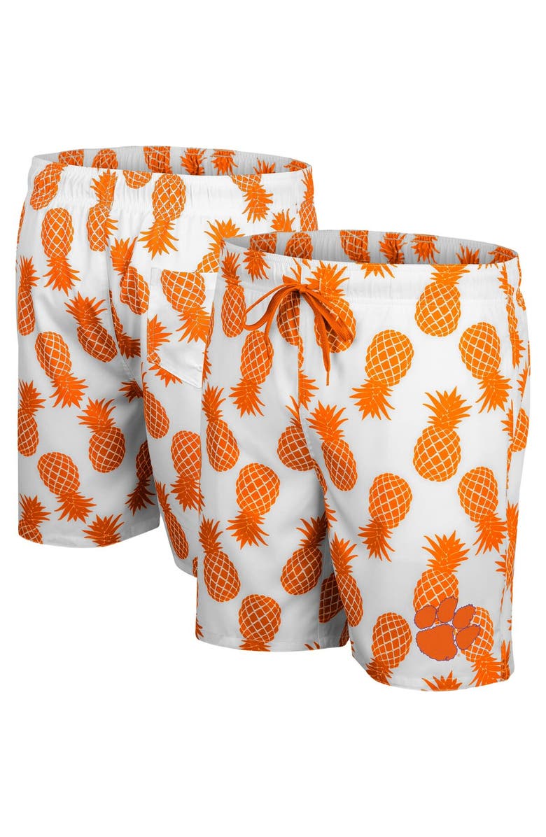 COLOSSEUM Men's Colosseum White/Orange Clemson Tigers Pineapple Swim Shorts, Main, color, White