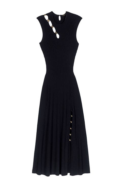 Cutaway rib knit maxi dress