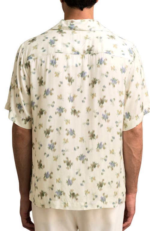 Reiss Off White Abstract-floral Print Cuban-collar Shirt In Neutral