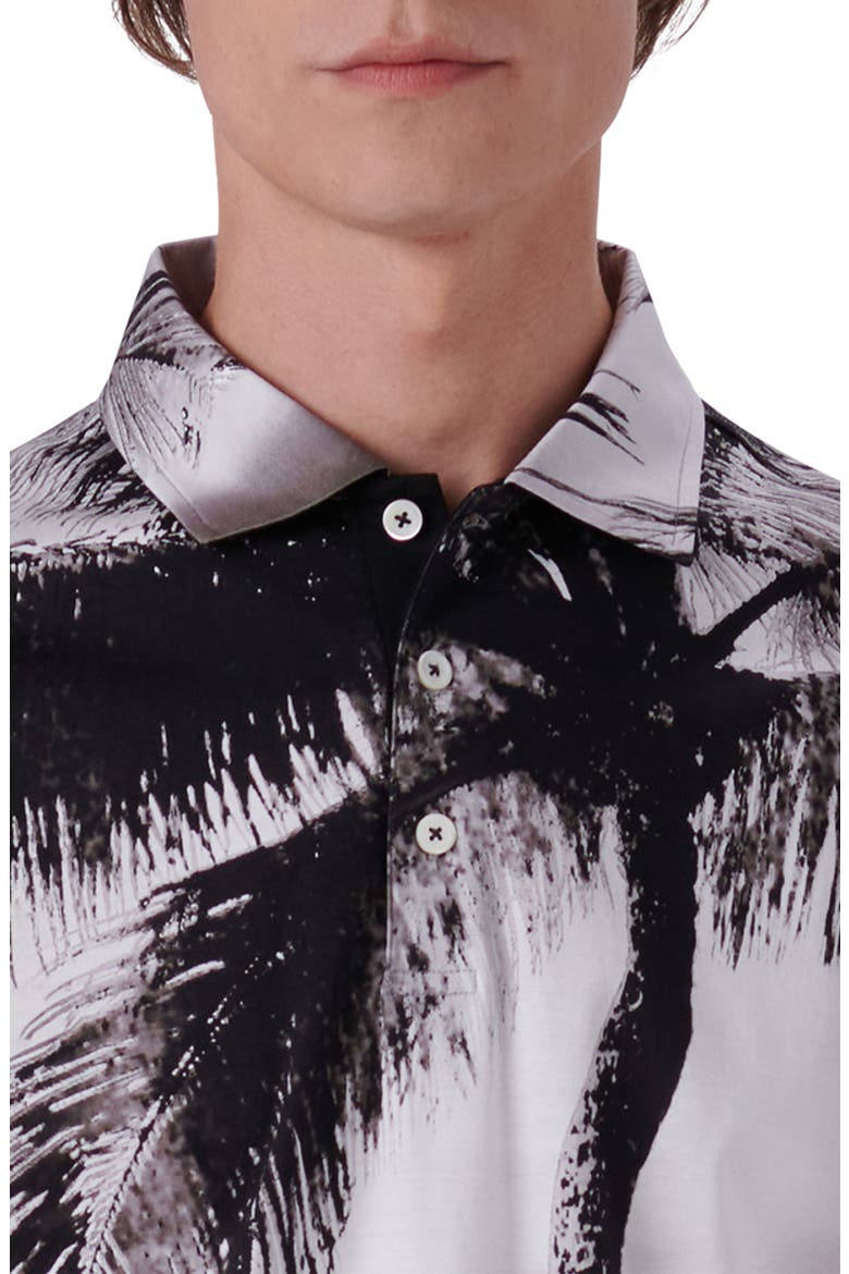 Digital Print Cotton Polo Shirt, Alternate, color, BLACK