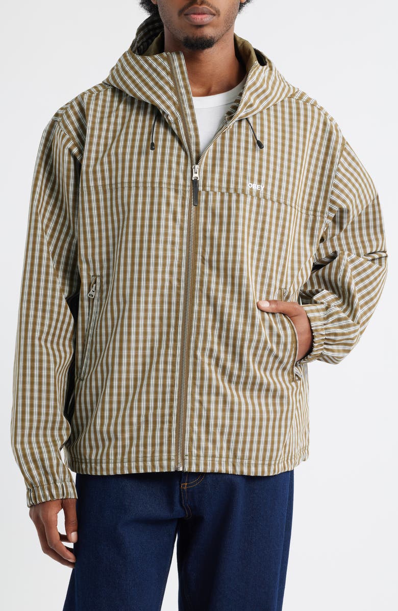 Obey Vista Oversize Plaid Hooded Canvas Jacket, Alternate, color, 