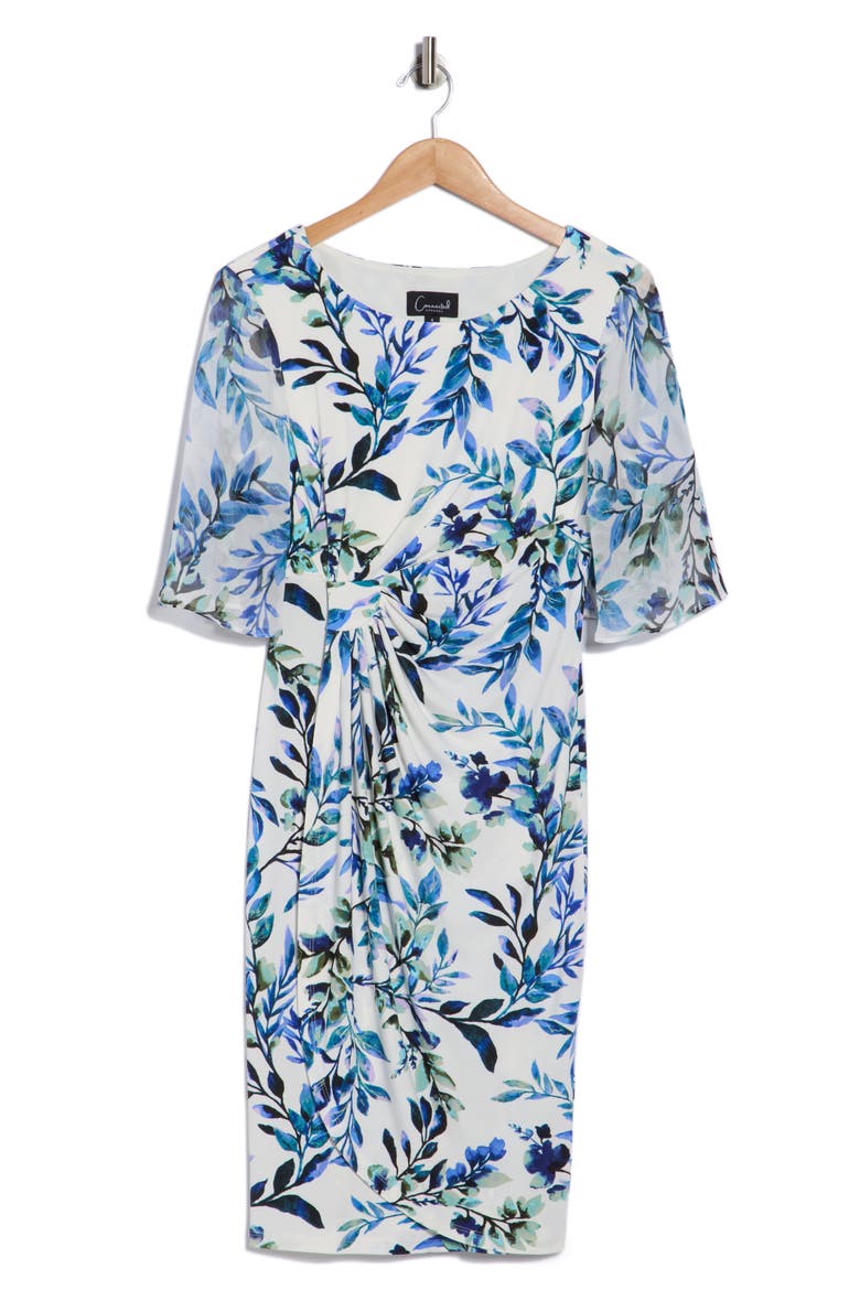 Flutter Sleeve Faux Wrap Minidress, Alternate, color, IVORY