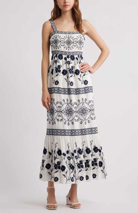 Chelsea28 Embroidered Eyelet Sleeveless Maxi Dress
