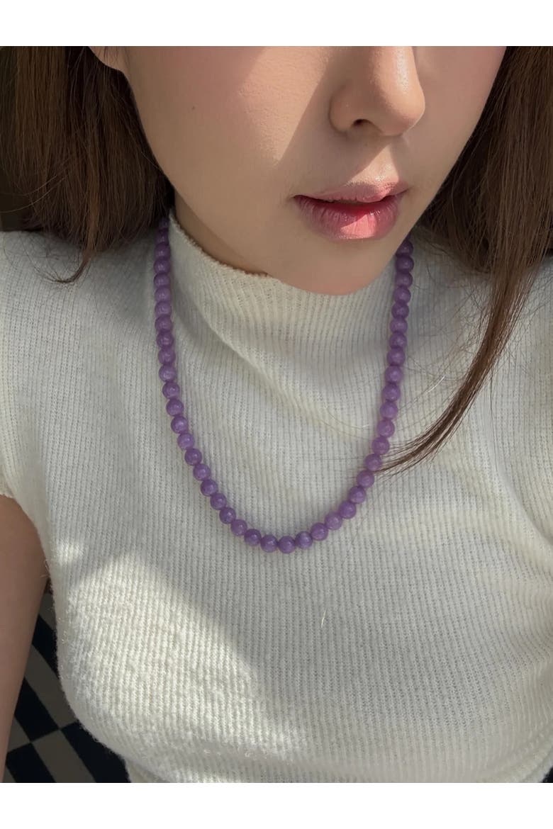 Lilac Purple jade beaded necklace, Alternate, color, Purple