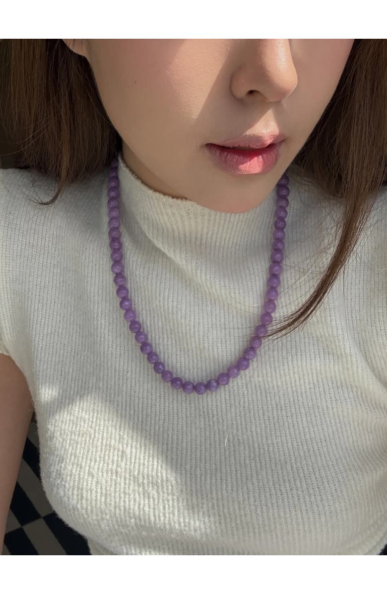 seree Lilac Purple jade beaded necklace, Alternate, color, Purple