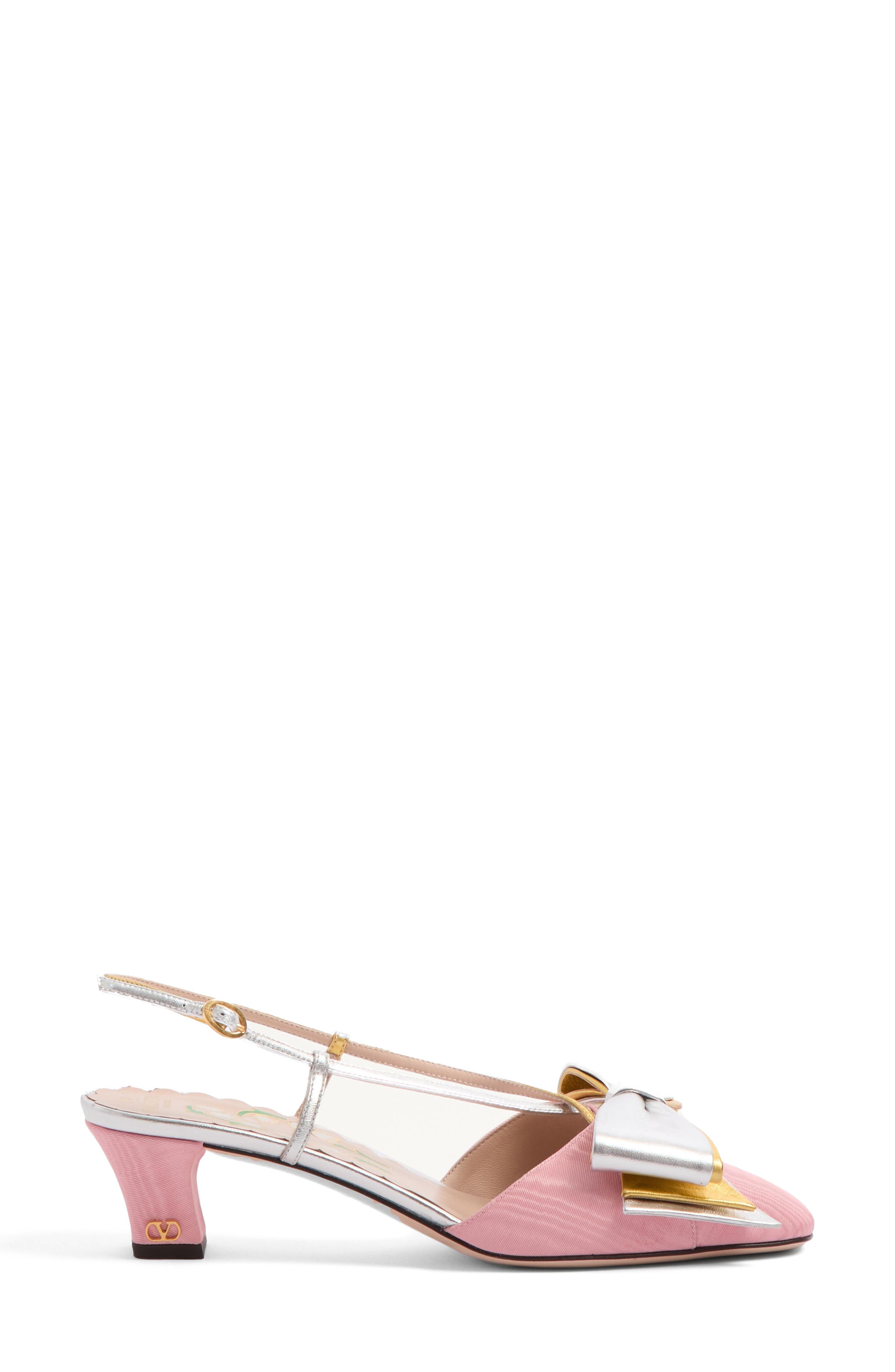 Valentino Garavani Bowow Slingback Pump, Alternate, color, Bubble/ Silver/ Gold
