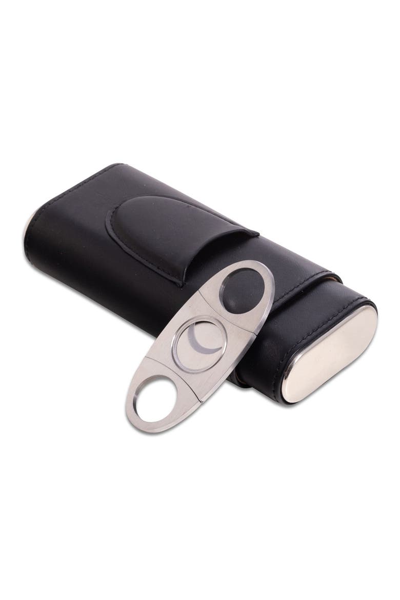 Richie Cigar Case & Cutter Set, Alternate, color, BLACK