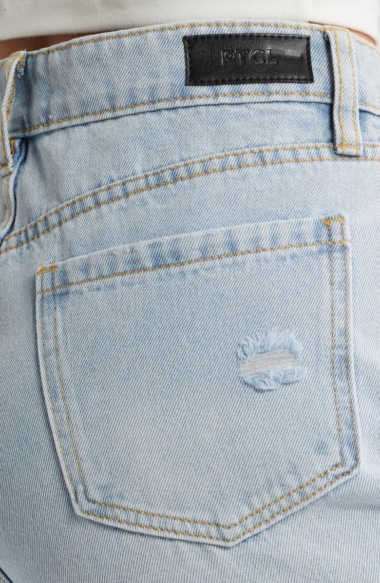 PTCL Nola High Waist Deconstructed Cutoff Bermuda Shorts, Alternate, color, Faded Indigo Decon