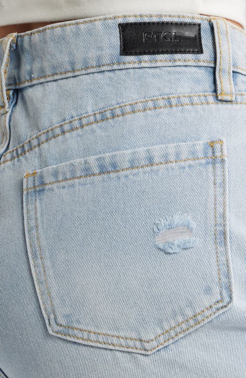 Shop Ptcl Nola High Waist Deconstructed Cutoff Bermuda Shorts In Faded Indigo Decon