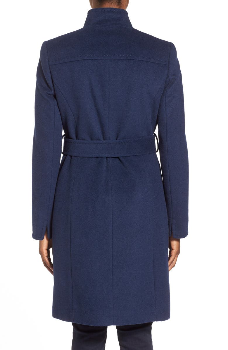 Ellen Tracy Belted Wool Blend Stand Collar Coat, Alternate, color, 