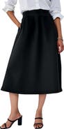 Jessica London Comfort Waist Stretch Denim Swing Skirt