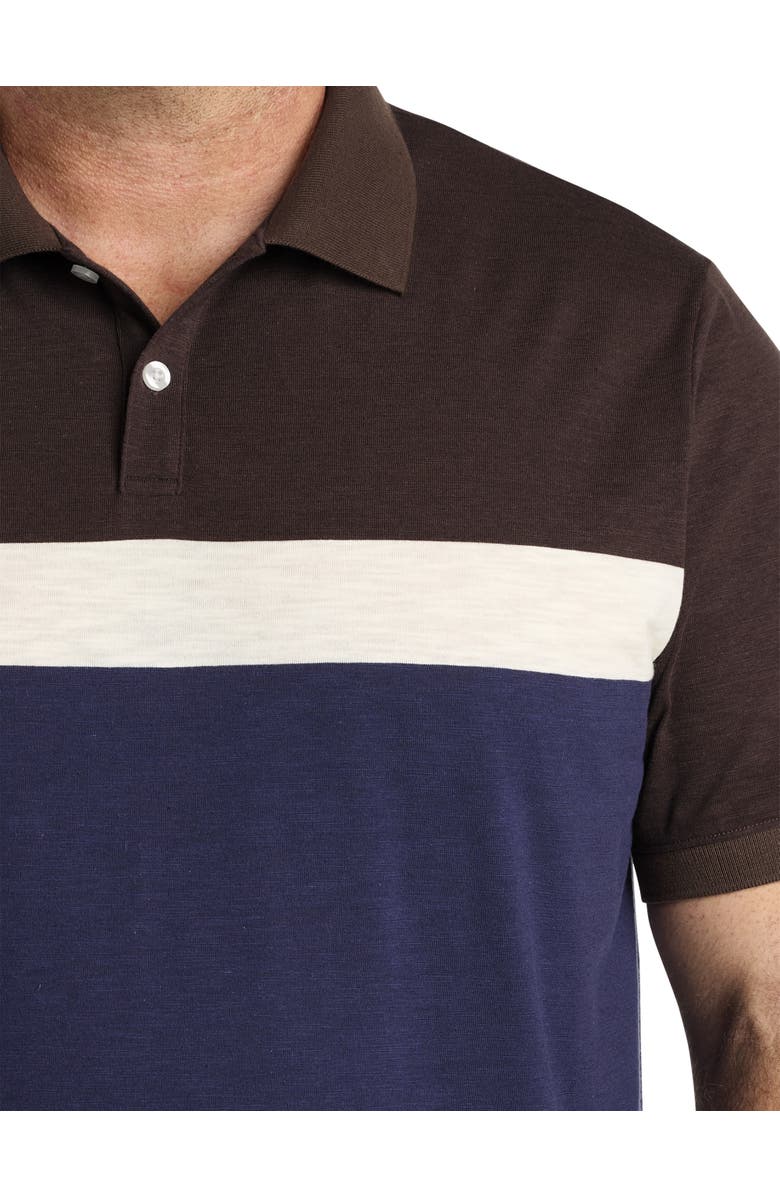 Harbor Bay by DXL Big & Tall Chest Striped Polo Shirt, Alternate, color, Brown Multi