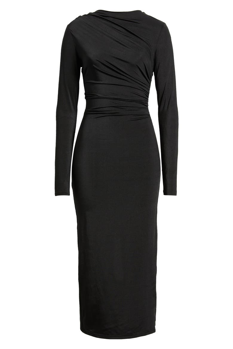 Hilda Long Sleeve Cocktail Dress, Alternate, color, BLACK