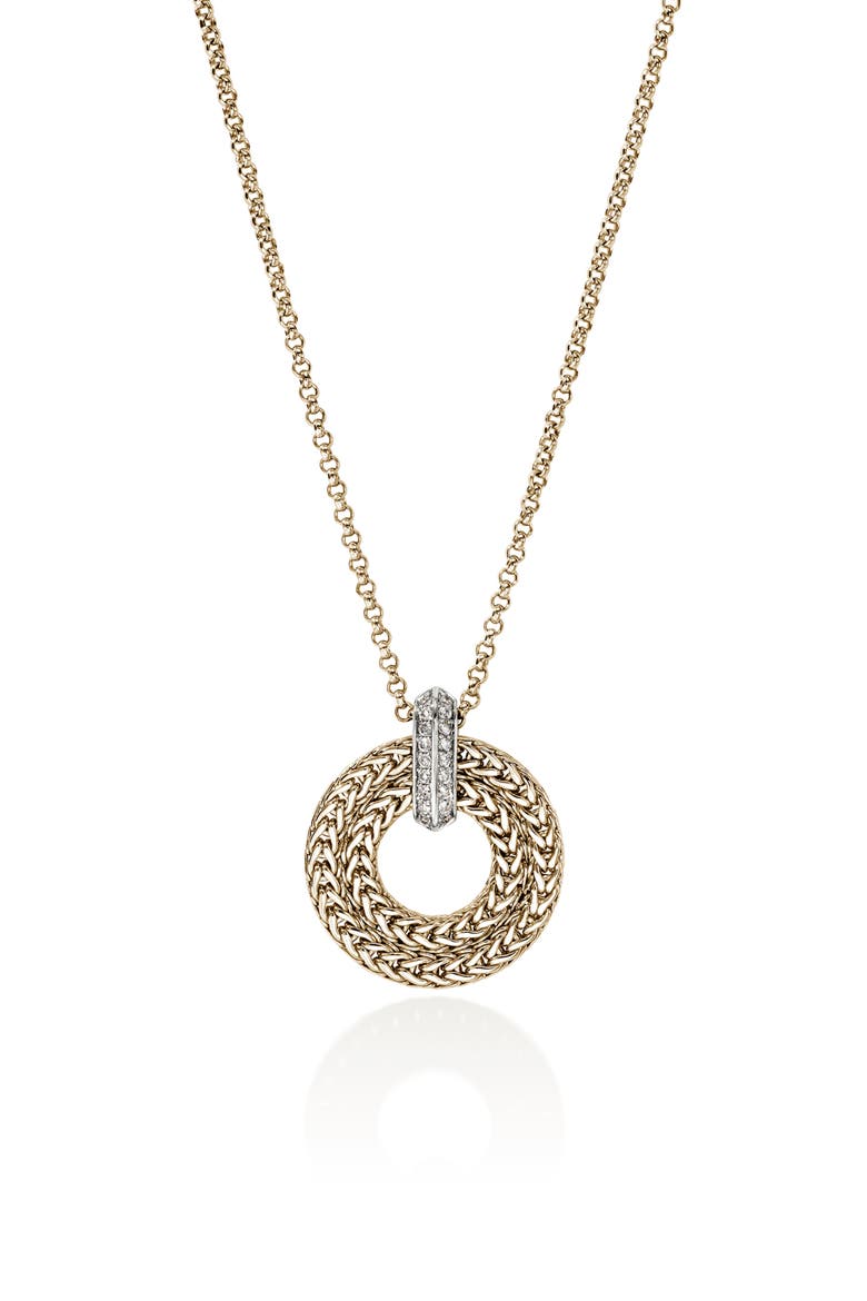 Icon Link Pavé Diamond Pendant Necklace, Main, color, GOLD