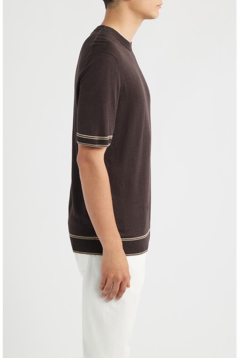 Norberto Linen Blend Short Sleeve Sweater, Alternate, color, DARK BROWN