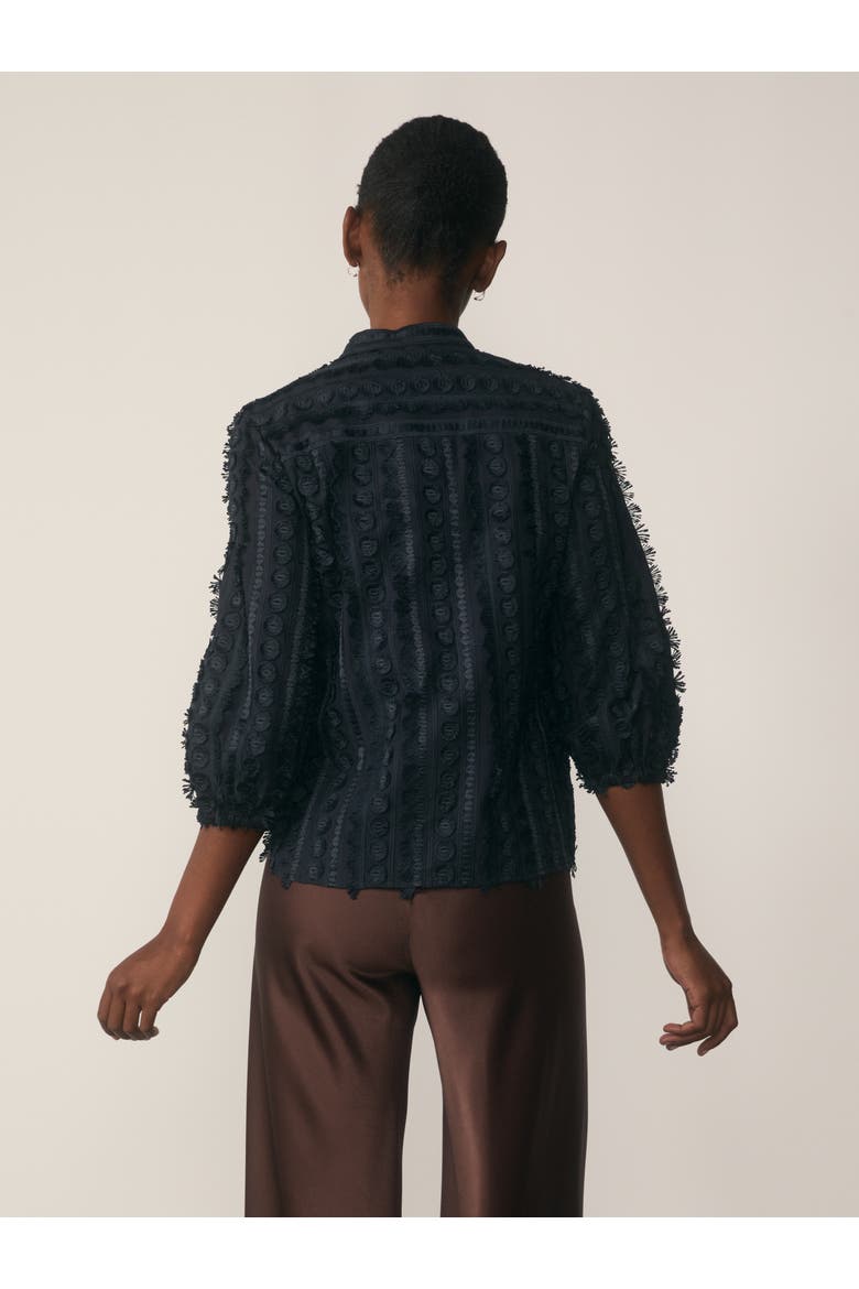 Nola Mandarin Collar Blouse, Alternate, color, Navy