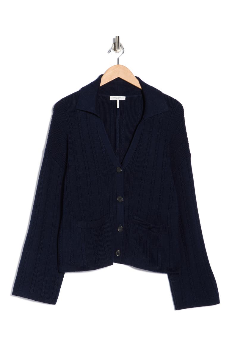 Cynthia Johnny Collar Cable Knit Cardigan, Alternate, color, SAL