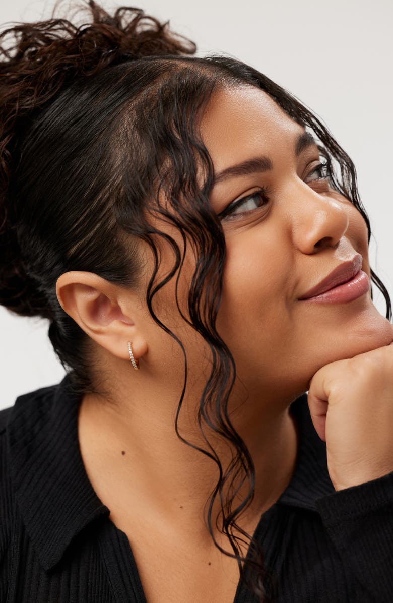 Ana Luisa Gold Huggie Hoop Earrings - Pave Huggie Hoops Medium, Alternate, color, Gold