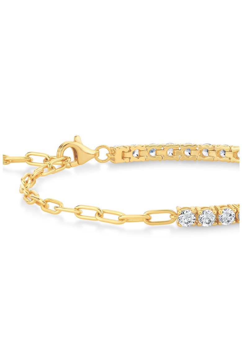 Cubic Zirconia Bar Cable Chain Bracelet, Alternate, color, 18 KT YELLOW GOLD CLEAR CZ