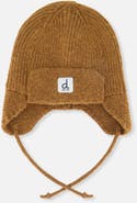 Deux par Deux Helmet Ear Flap Chin Tie Fleece Lined Winter Knit Hat
