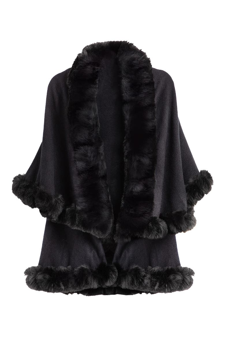 Tiered Faux Fur Cardigan, Alternate, color, BLACK