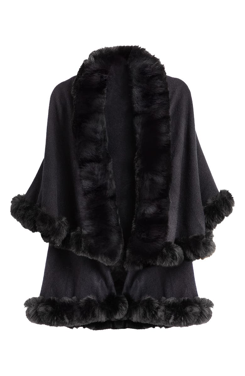 SAACHI Tiered Faux Fur Cardigan, Alternate, color, Black