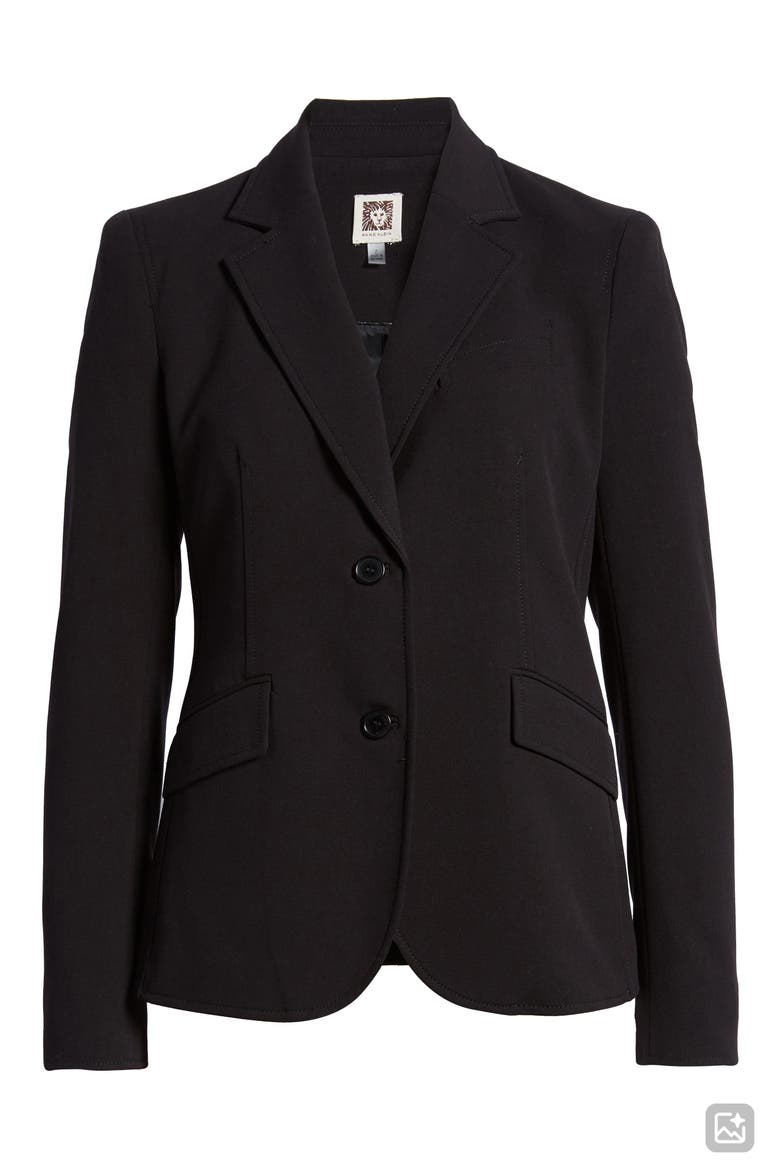 Two-Button Stretch Blazer, Alternate, color, ANNE BLK