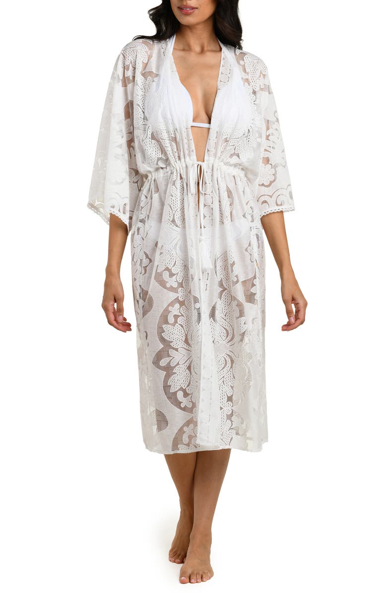 La Blanca Pearl Front Lace Cover-Up, Main, color, White