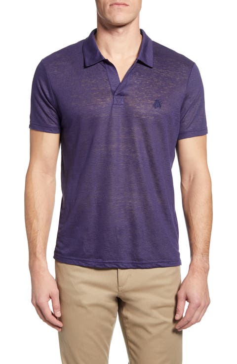 Men's Solid Linen Jersey Polo Shirt