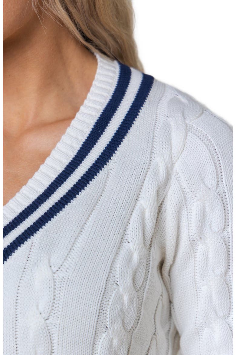 Women's Organic V-Neck Cricket Sweater, Alternate, color, White