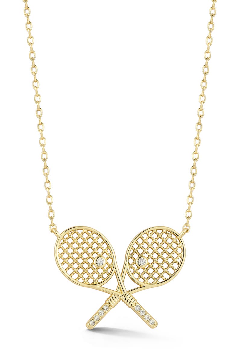 Tennis Racket Pendant Necklace, Main, color, GOLD