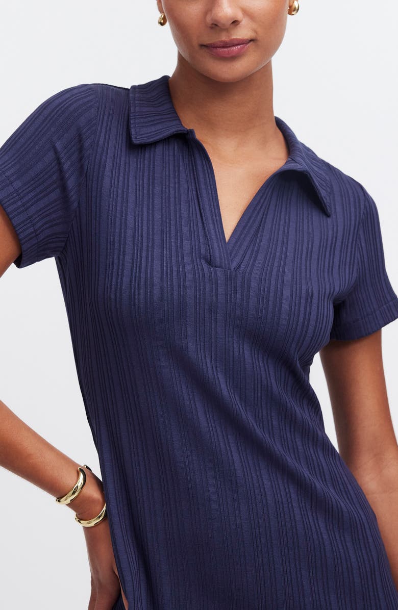 Madewell Rib Polo Minidress, Alternate, color, Ink