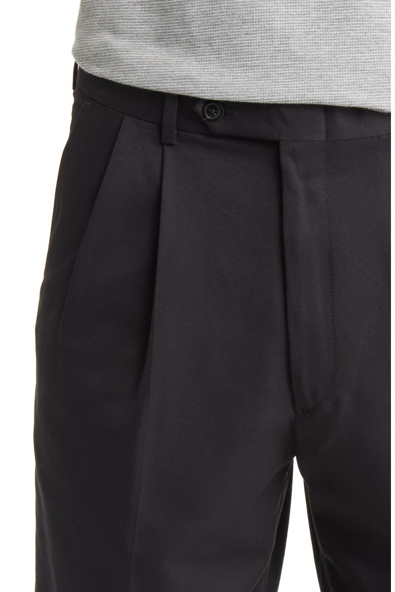 Microfiber Pleated Shorts, Alternate, color, BLACK