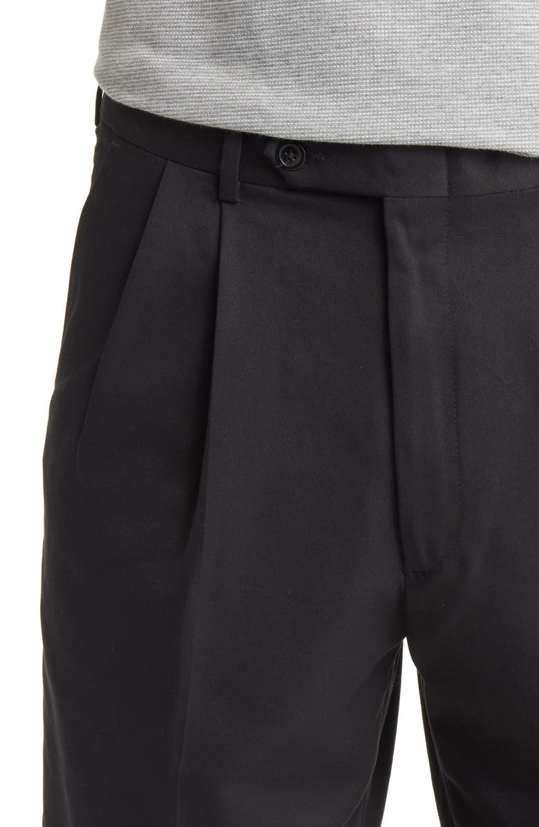 Berle Microfiber Pleated Shorts, Alternate, color, Black
