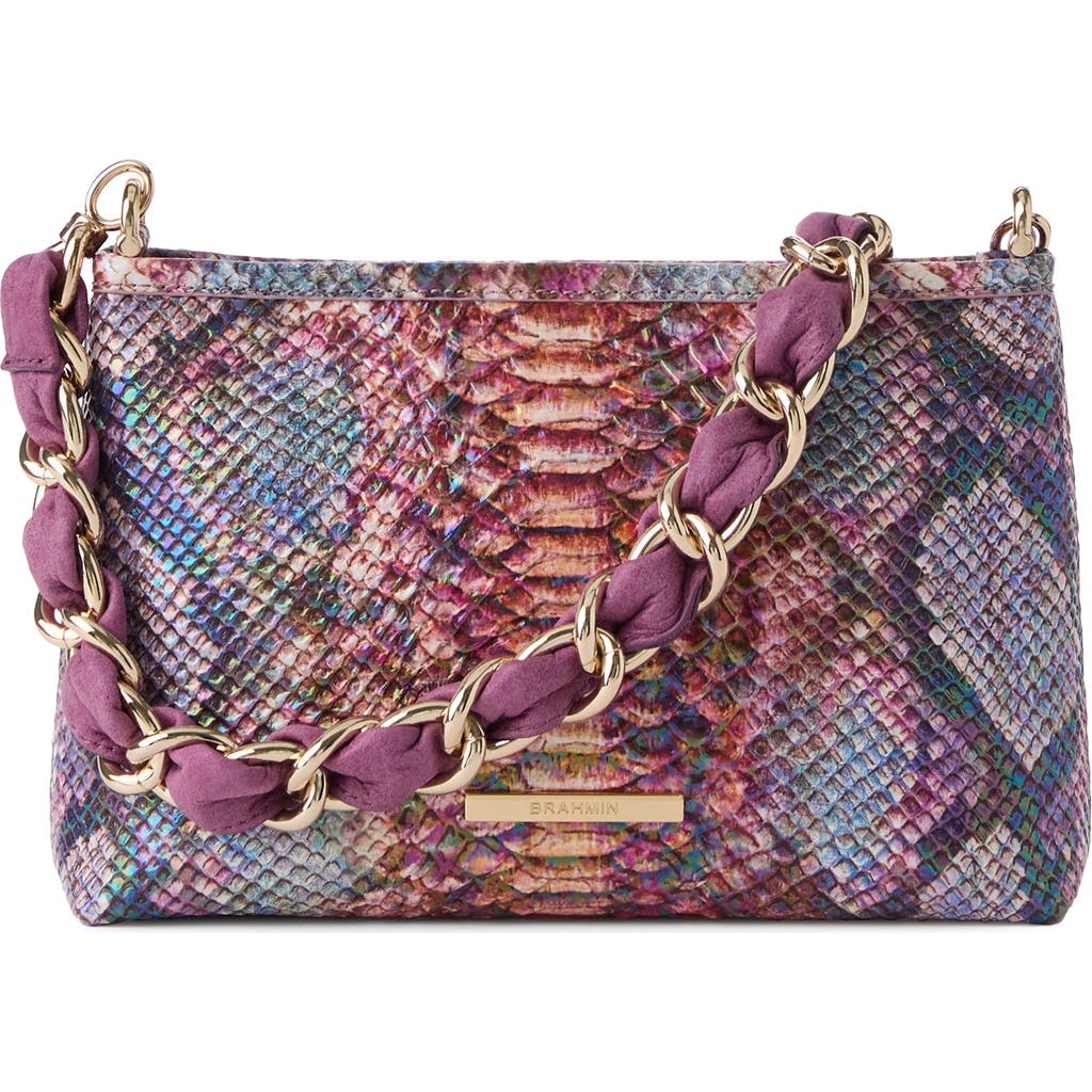 Brahmin Mod Lorelei Croc Embossed Leather Shoulder Bag In Purple