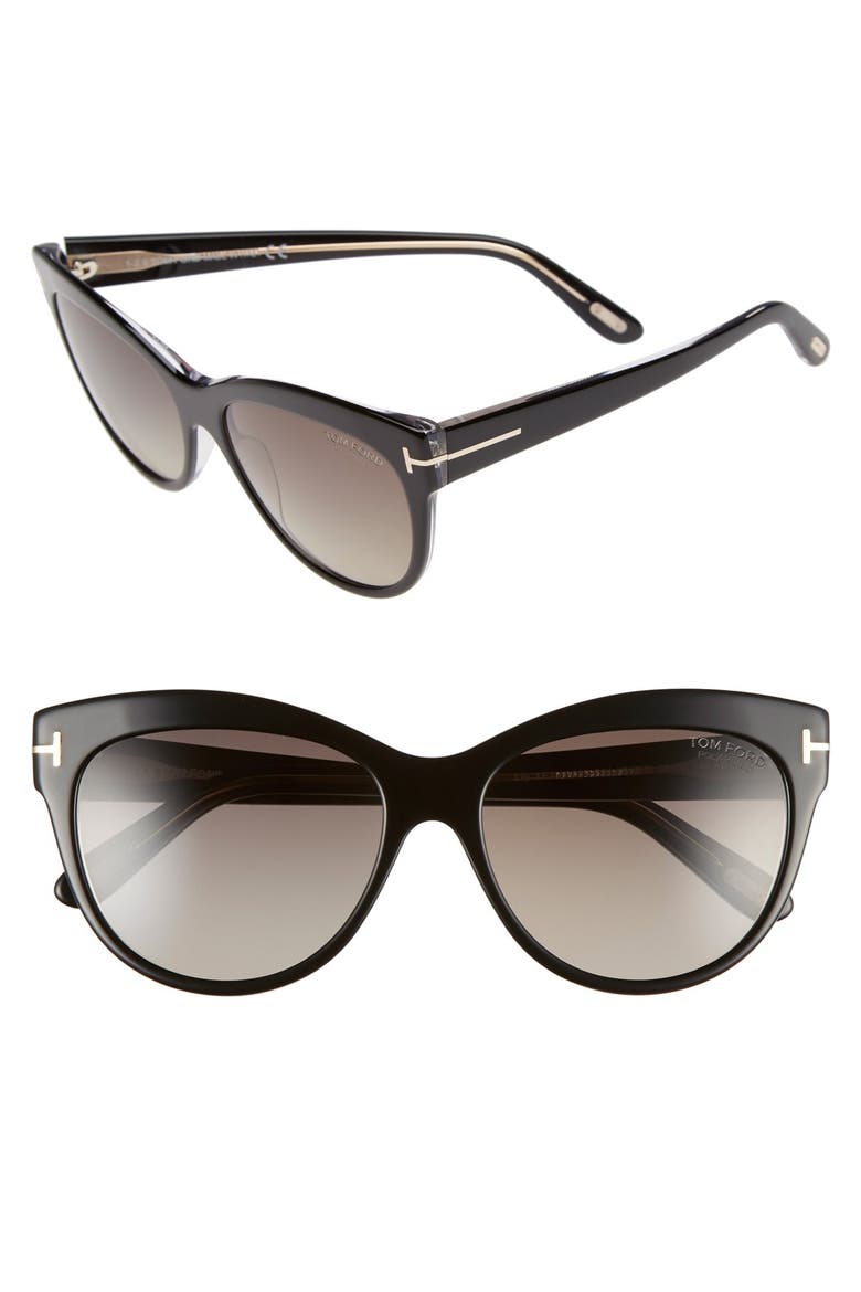 'Lily' 56mm Polarized Cat Eye Sunglasses, Main, color, BLACK/ SMOKE POLARIZED